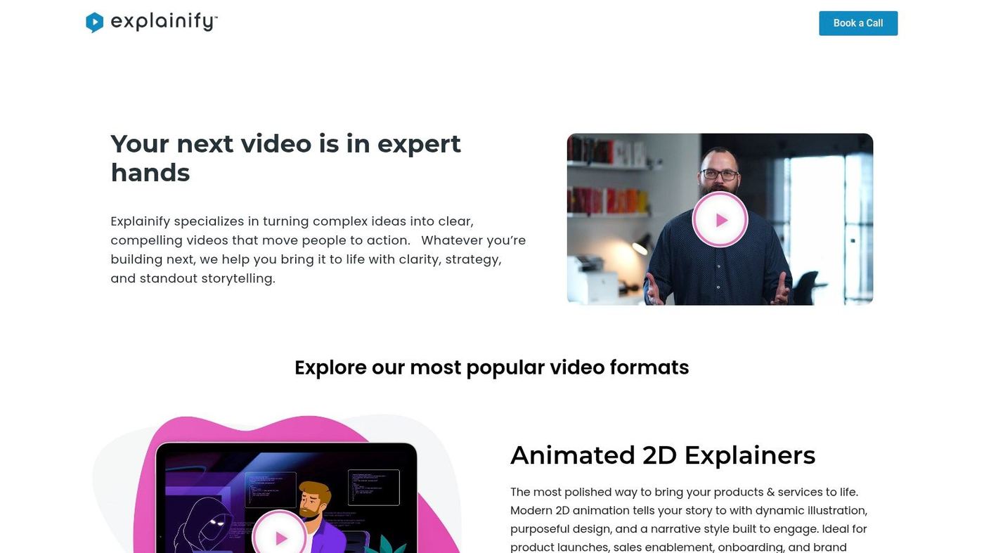 Explainify's video services, a good Vidico alternative