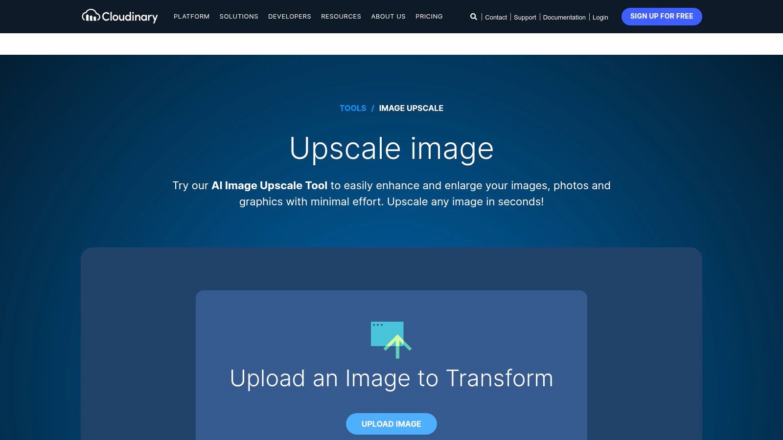 Cloudinary image upscale platform