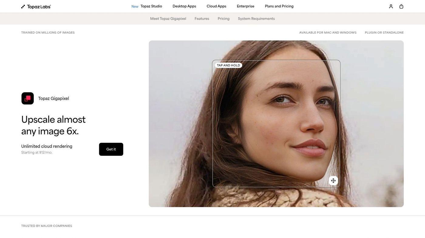 Topaz Gigapixel AI upscaling interface