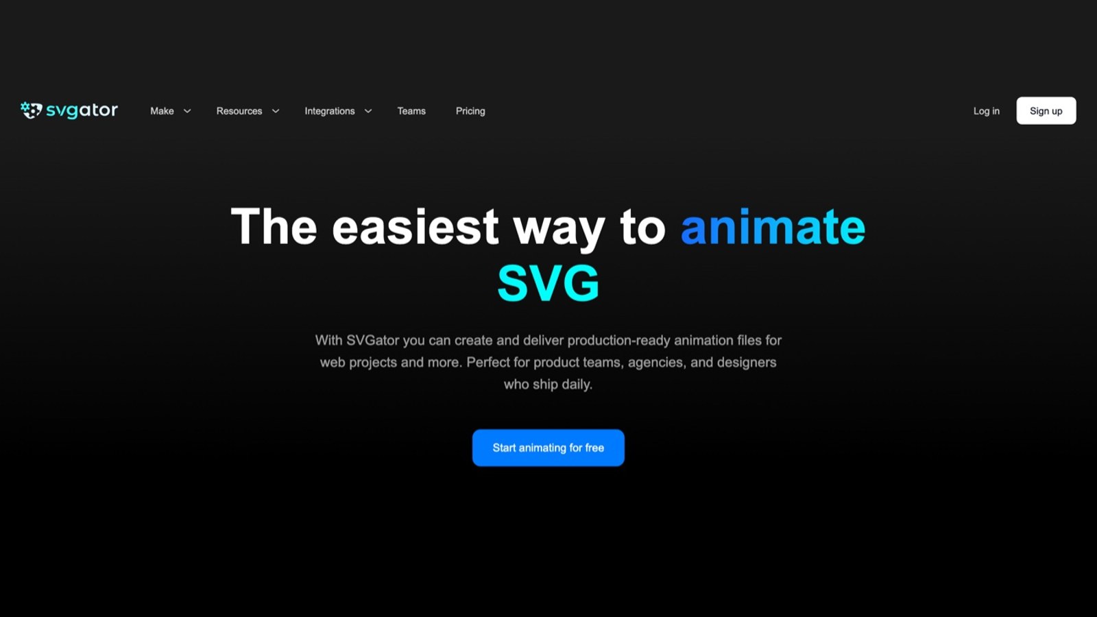 SVGator homepage: the easiest way to animate SVG