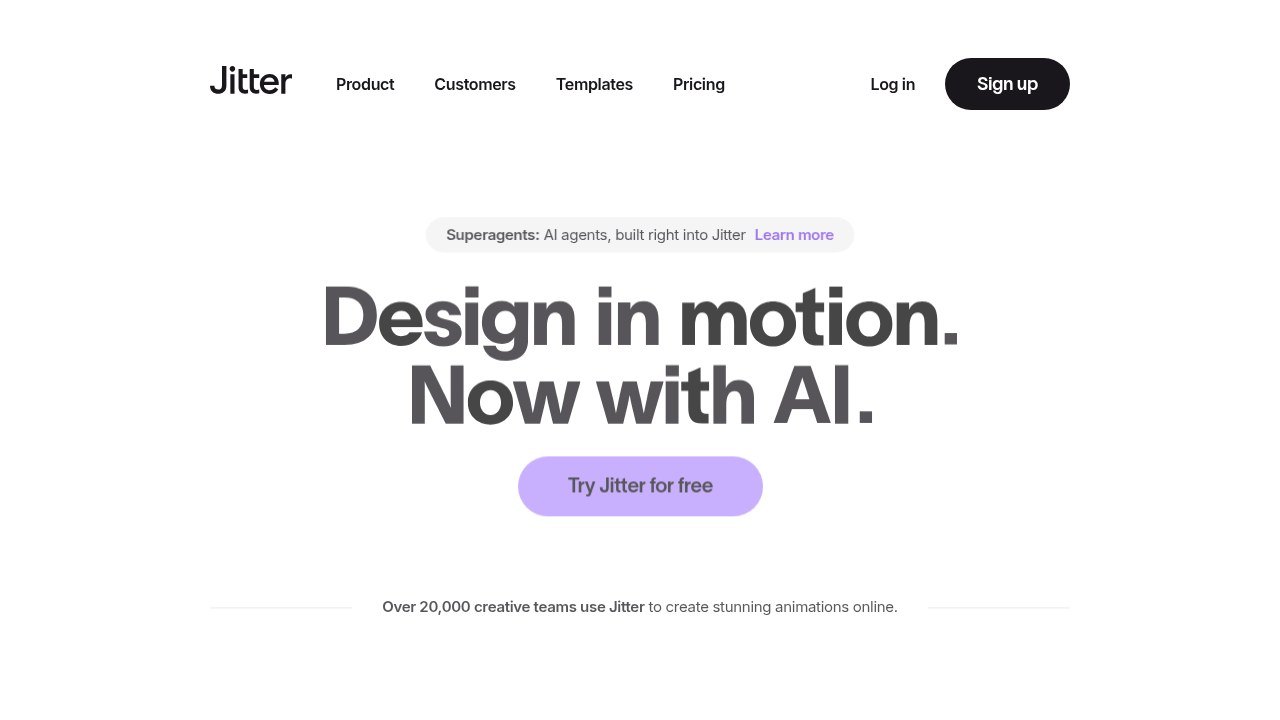 Jitter homepage: design in motion