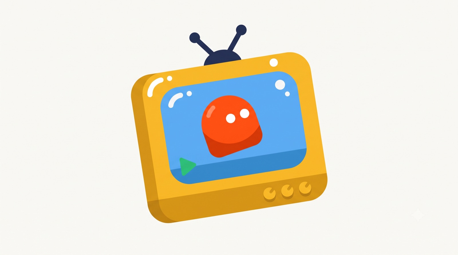 Flat illustration of a television showing a bouncing cartoon character