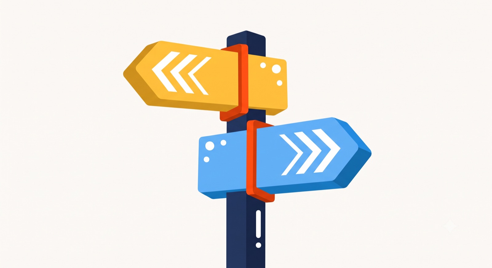 Flat illustration of a two-way signpost on a cream background