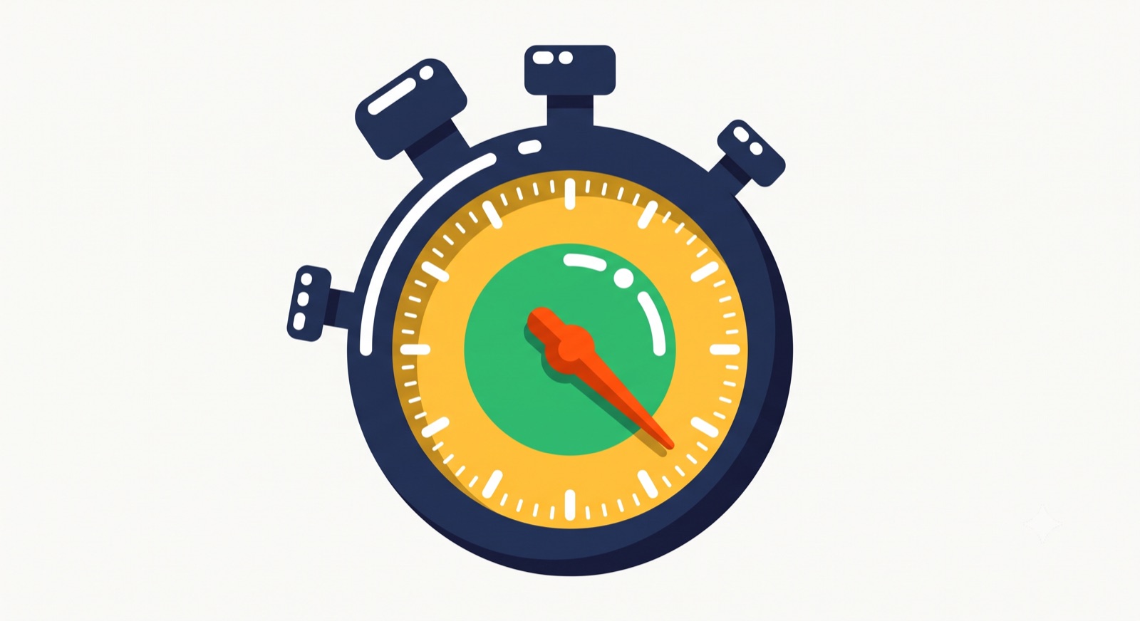 Flat illustration of a stopwatch on a cream background