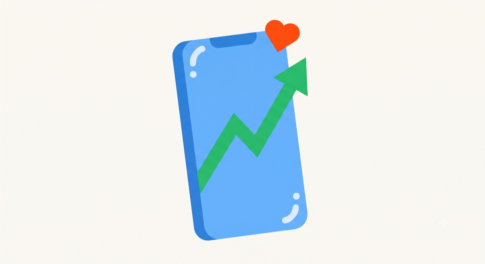 Flat illustration of a phone showing a rising engagement graph, with early views feeding wider reach