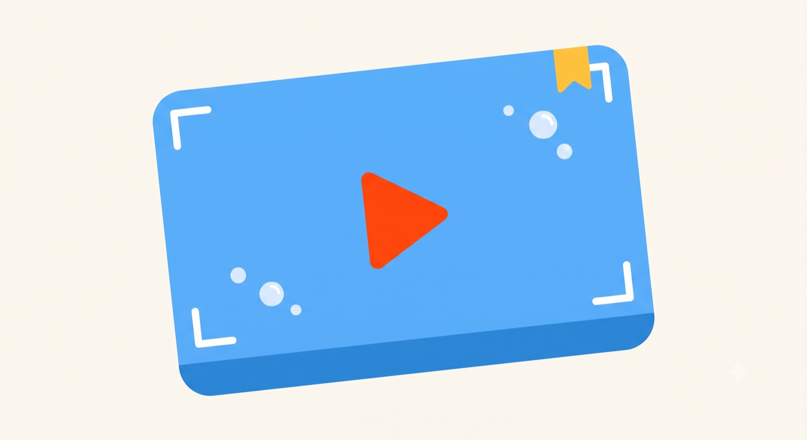 Flat illustration of a video screen with aspect-ratio framing brackets