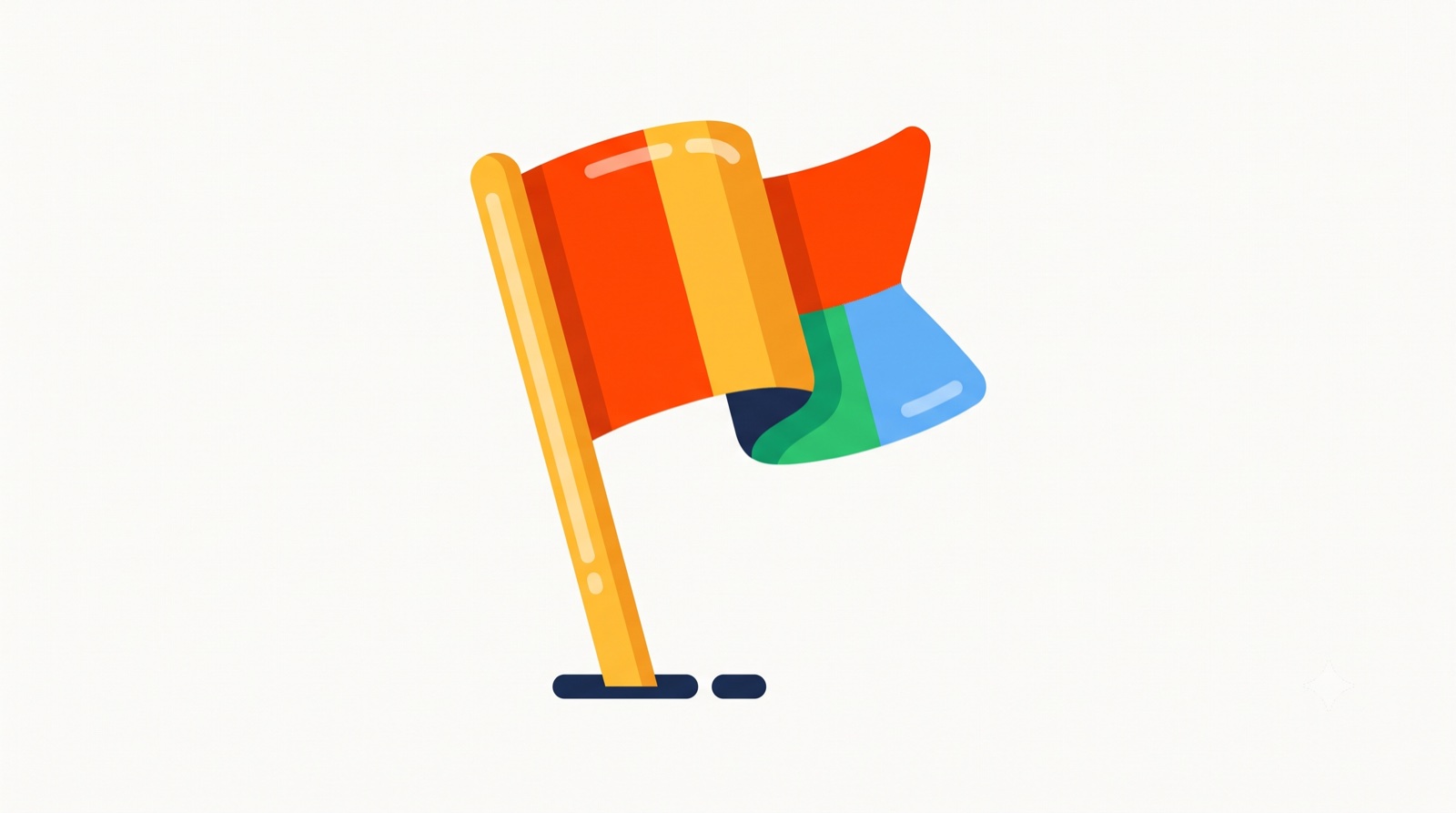 Flat icon of a flag planted on a pole, representing a mission staked out