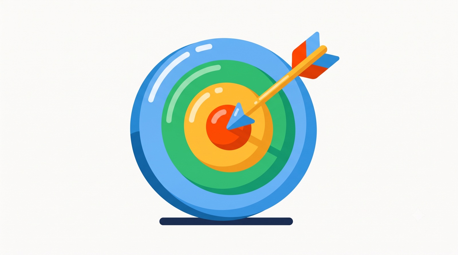 Flat icon of a target with an arrow in the bullseye, representing a clear sense of purpose