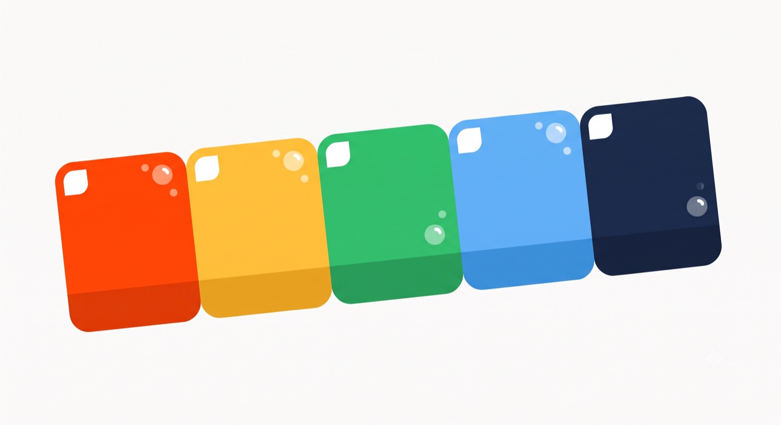 Flat illustration of a brand color palette with swatches labelled for primary, secondary, neutral and accent roles