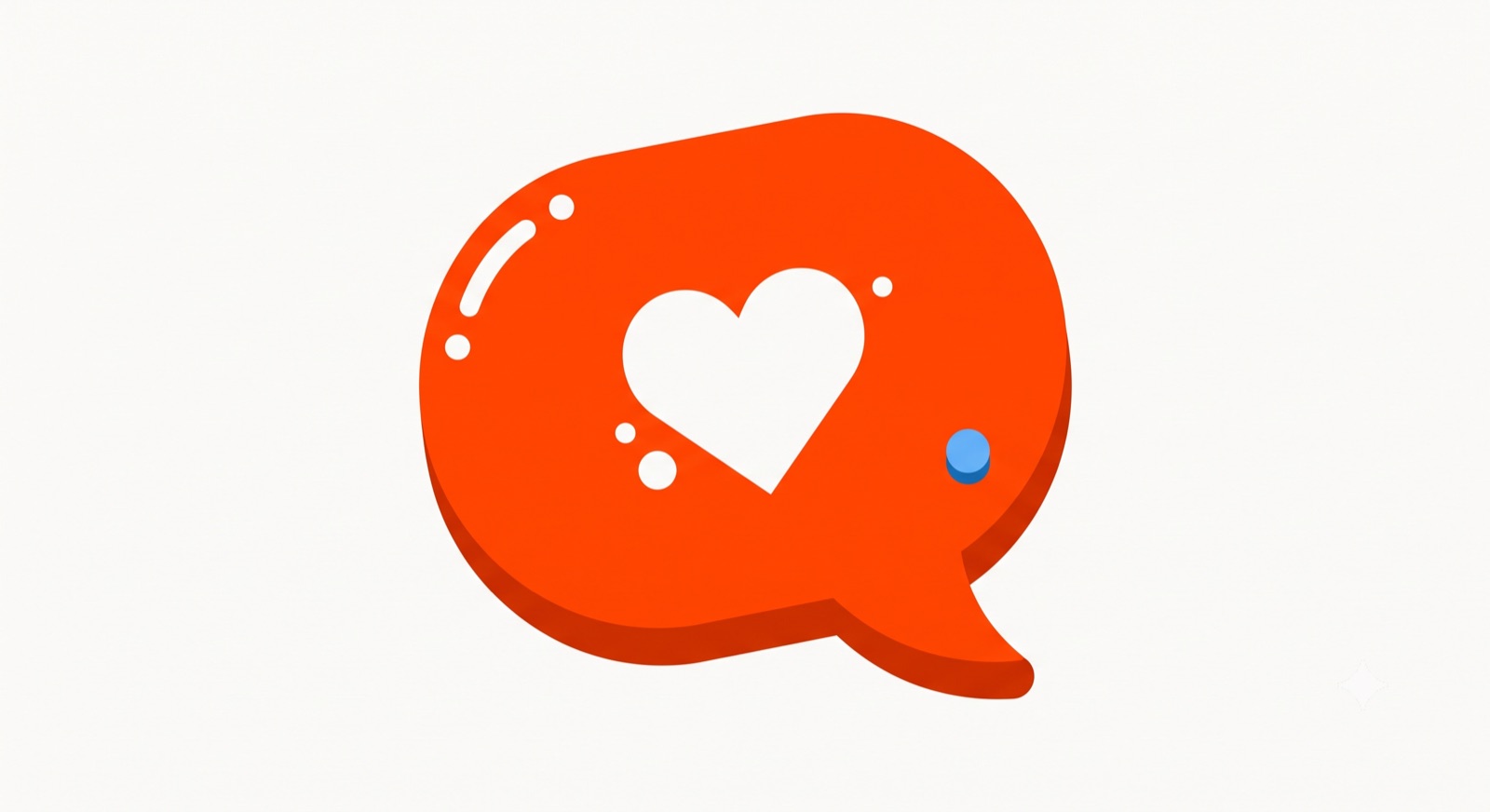 Flat illustration of a speech bubble with a heart on a cream background