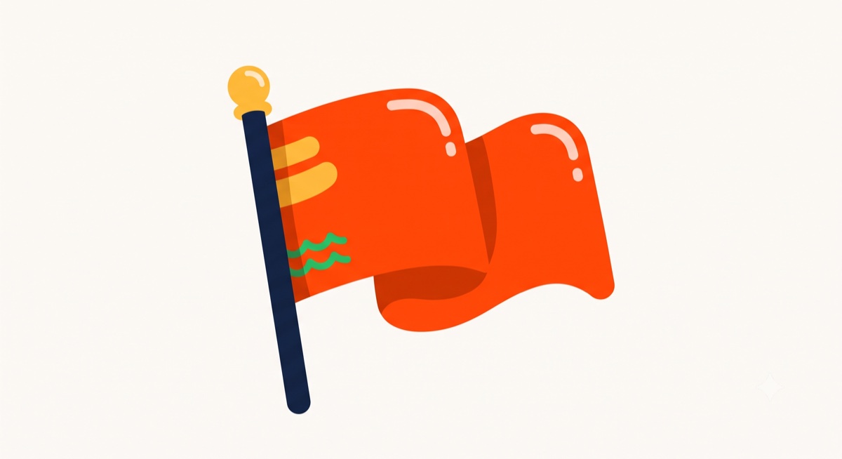 Flat-icon illustration of a film clapperboard next to a play button and a small heart, in the saturated orange, blue and gold brand palette on a cream background.
