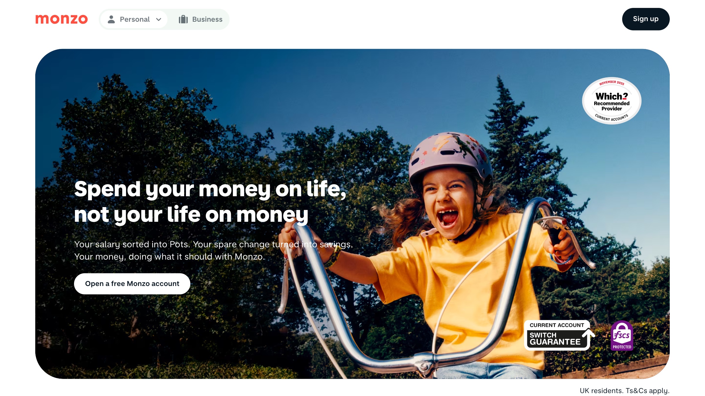Monzo website