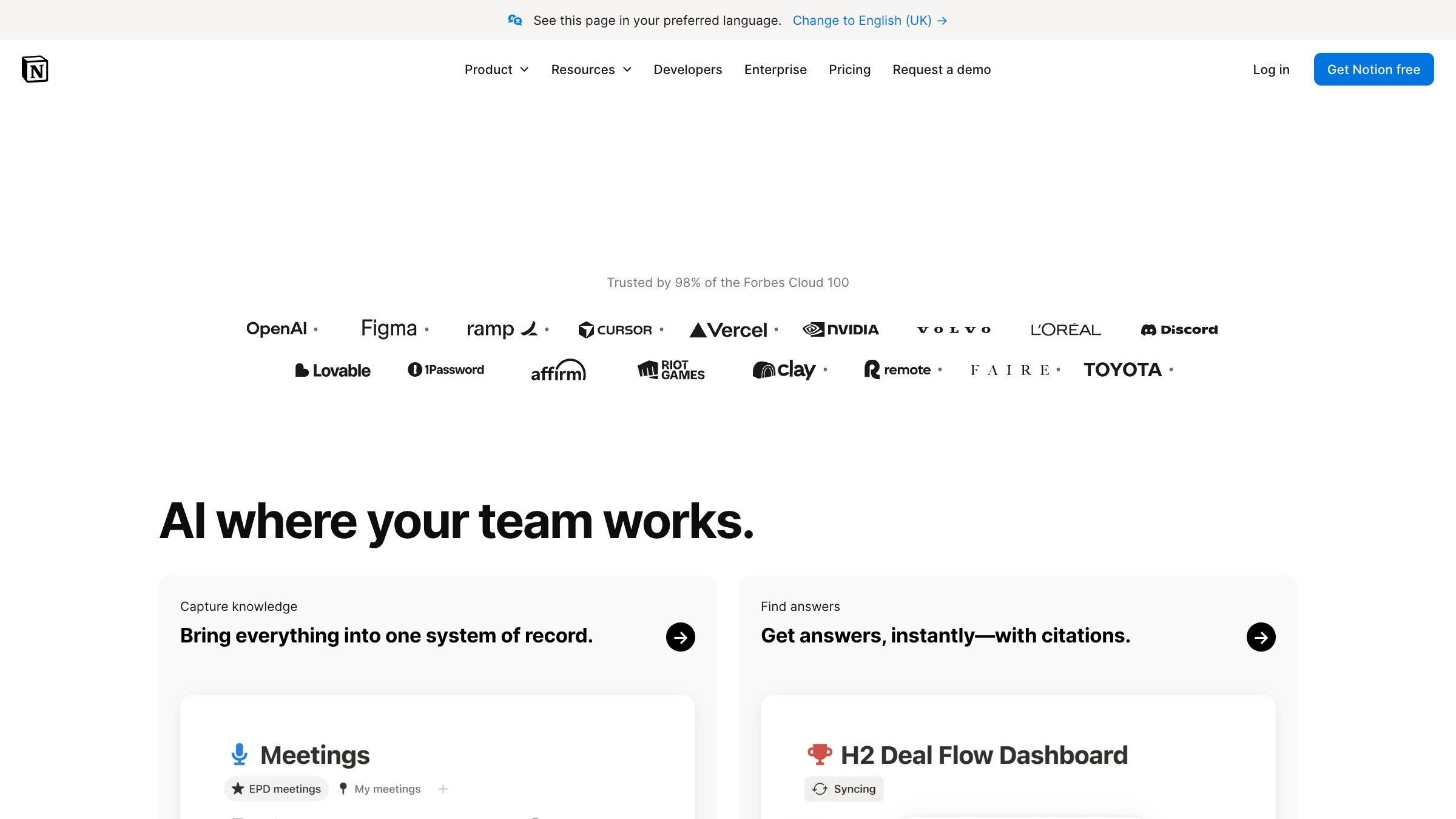 Notion website