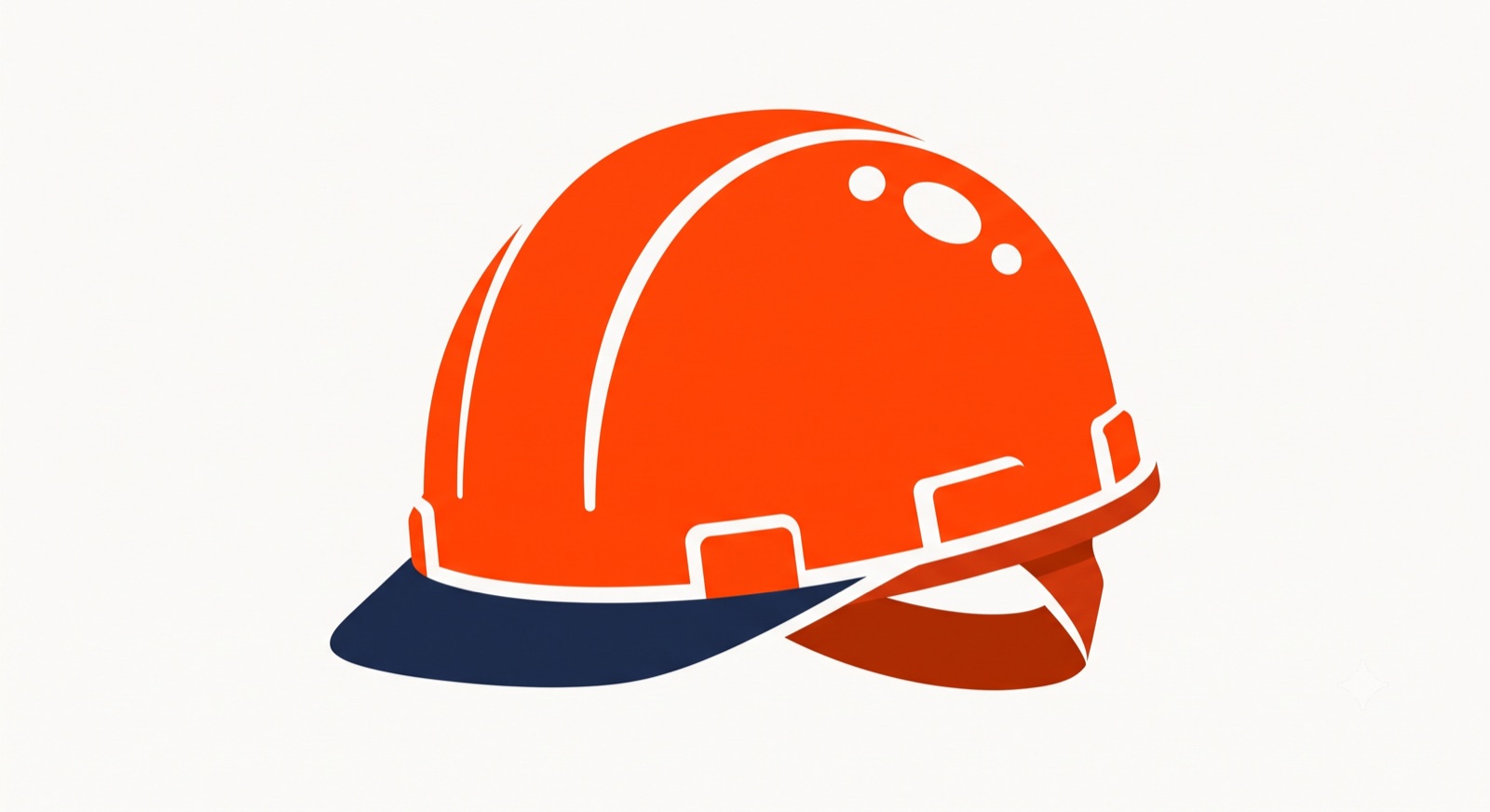 Flat illustration of an orange hard hat on a cream background