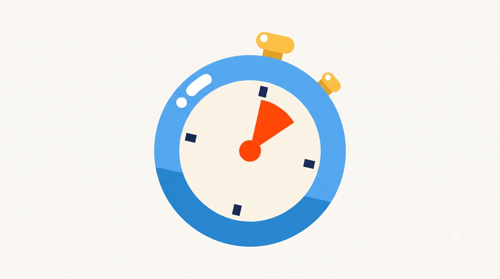 Flat illustration of a stopwatch, representing commercial length