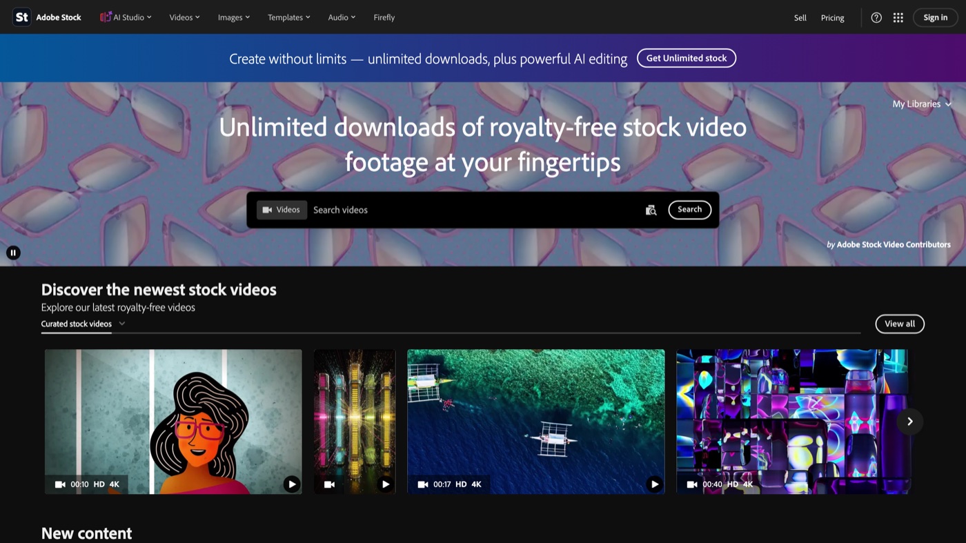 Adobe Stock homepage
