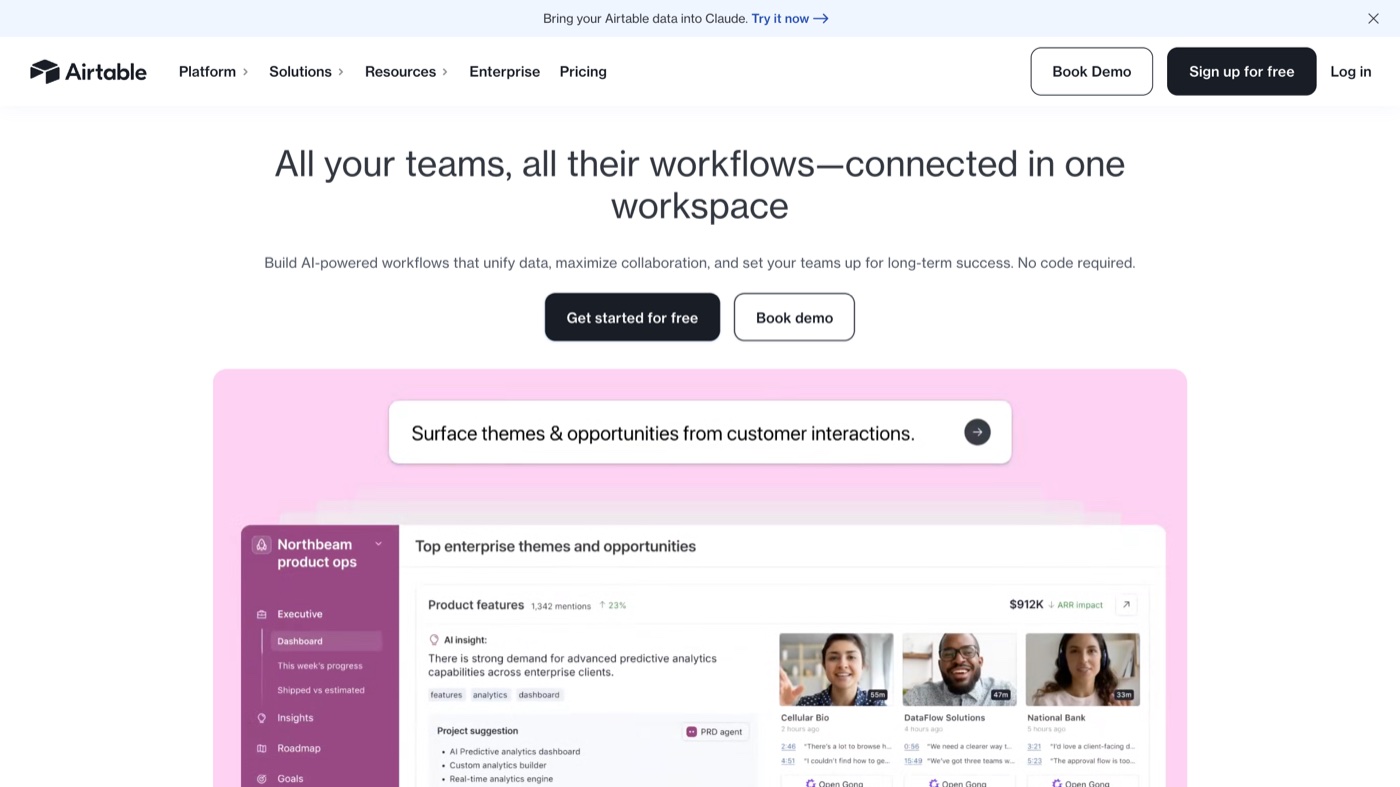 Airtable homepage