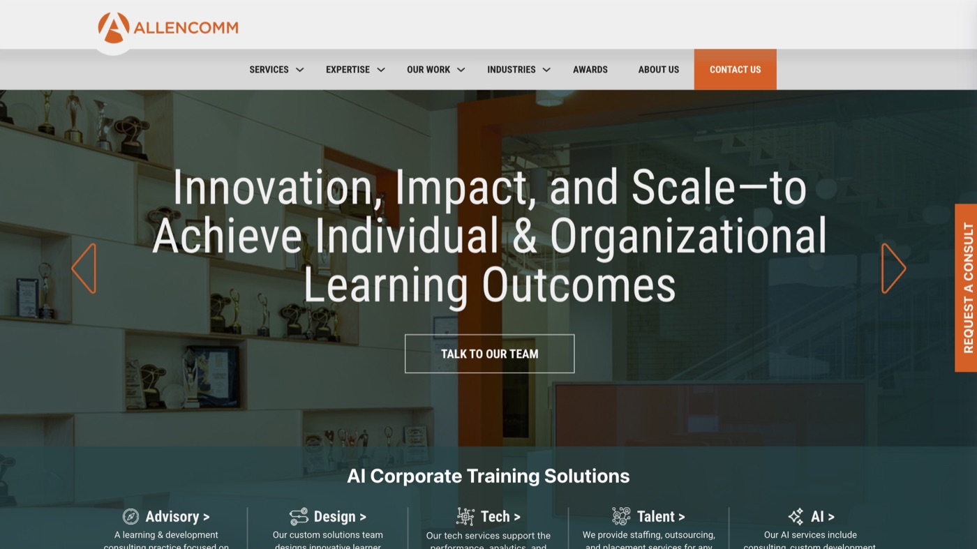 AllenComm homepage screenshot