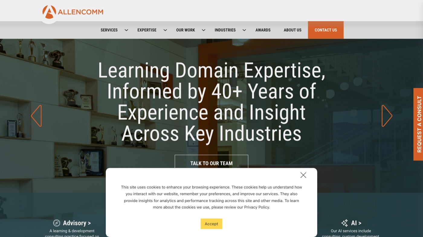 AllenComm homepage screenshot