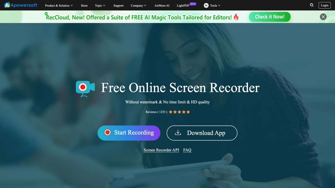 Apowersoft Free Online Screen Recorder homepage