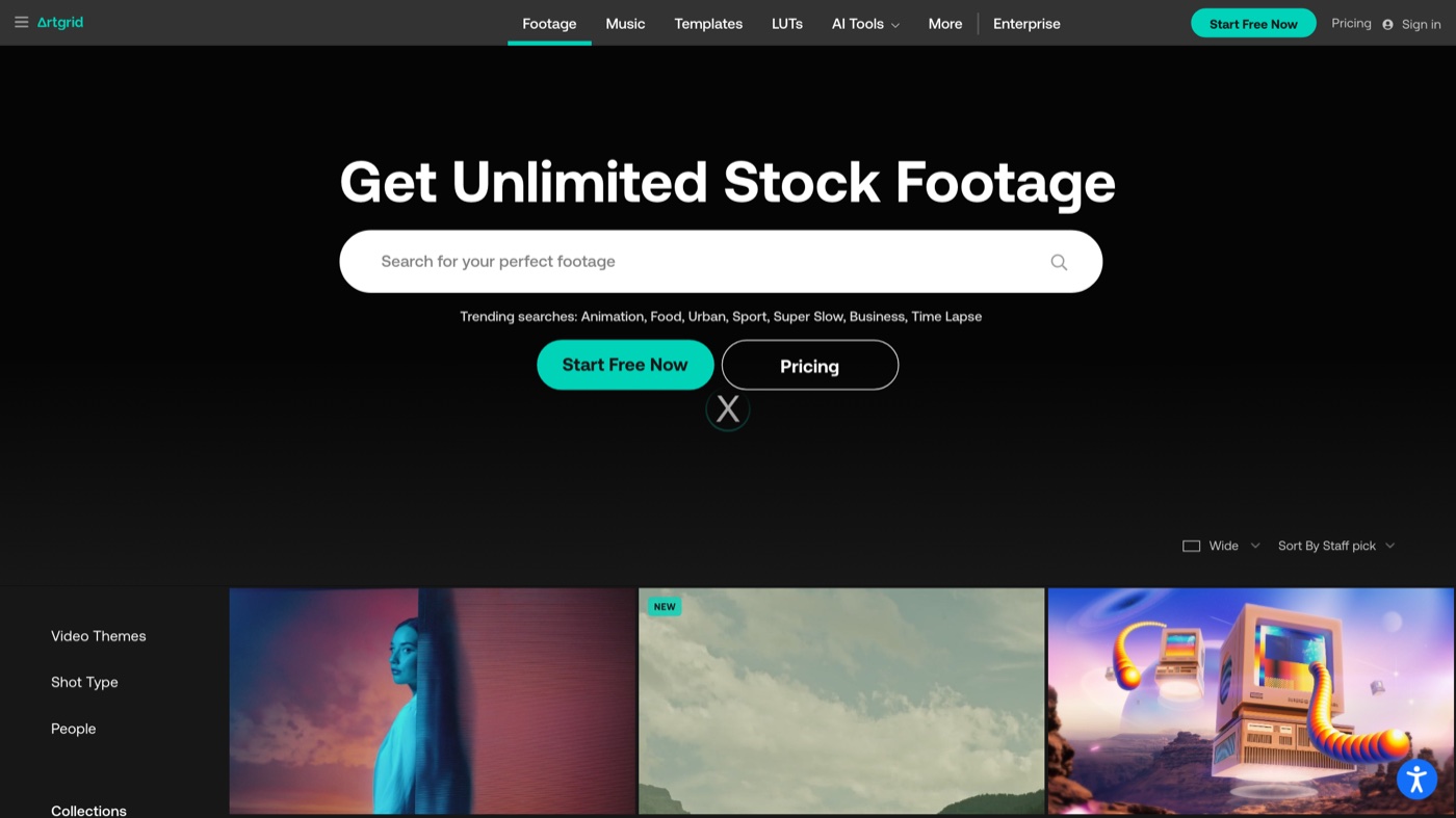 Artgrid homepage