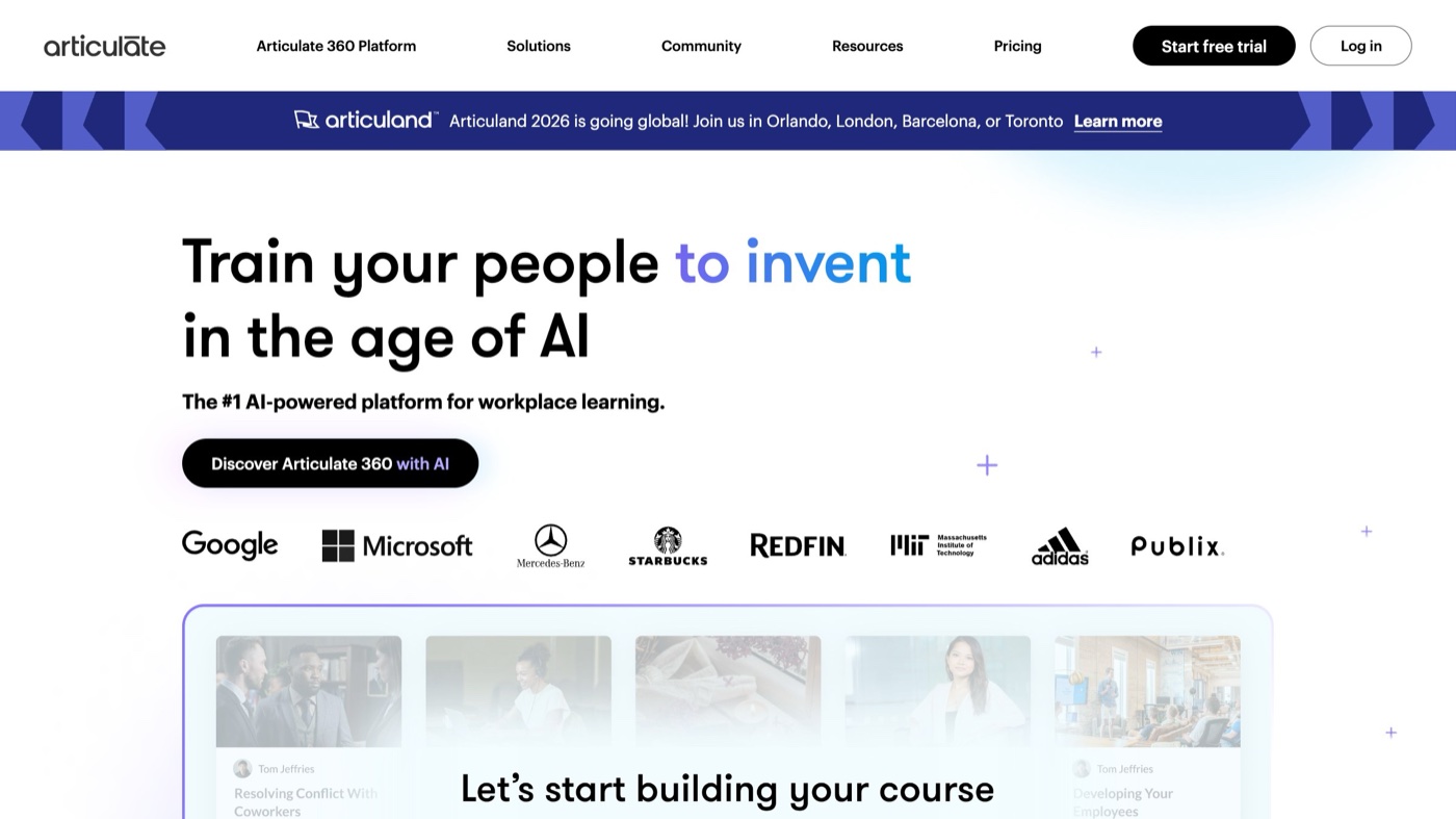 Articulate 360 homepage