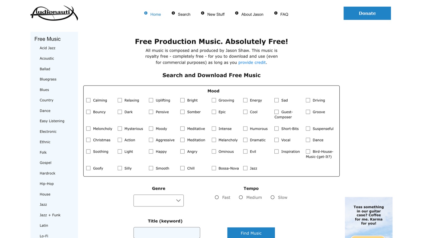 Audionautix homepage