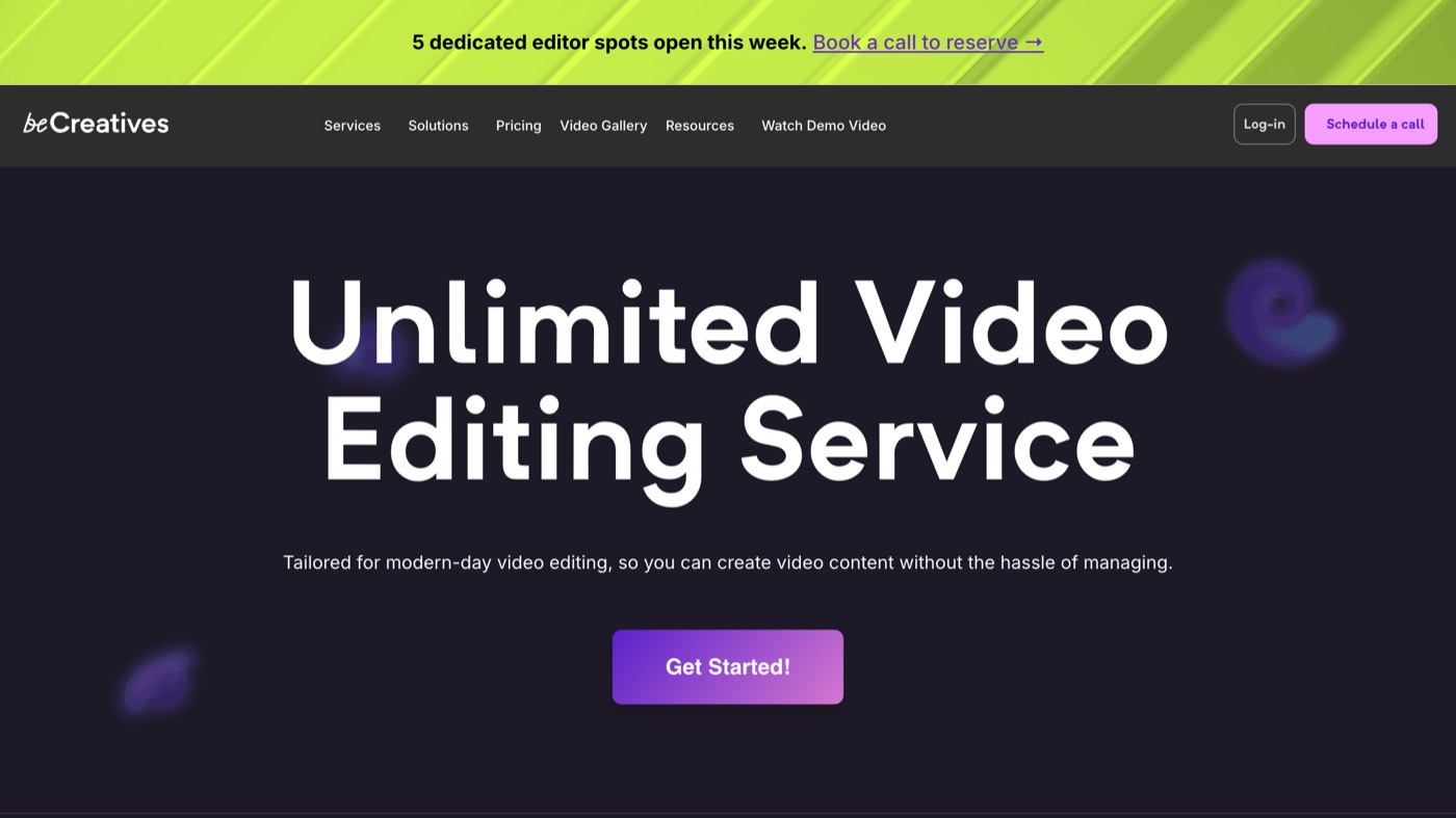 beCreatives homepage screenshot