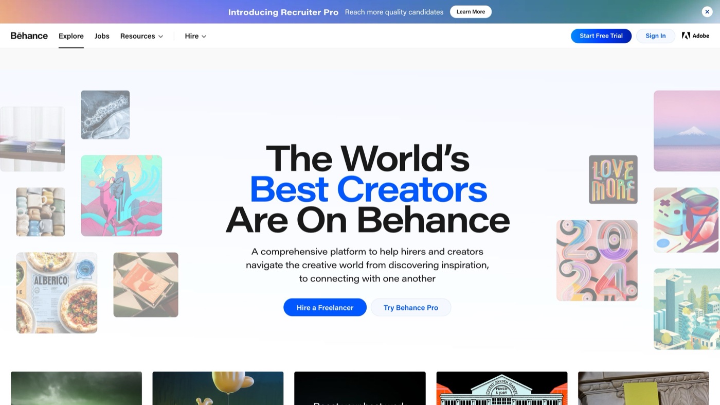 Behance homepage