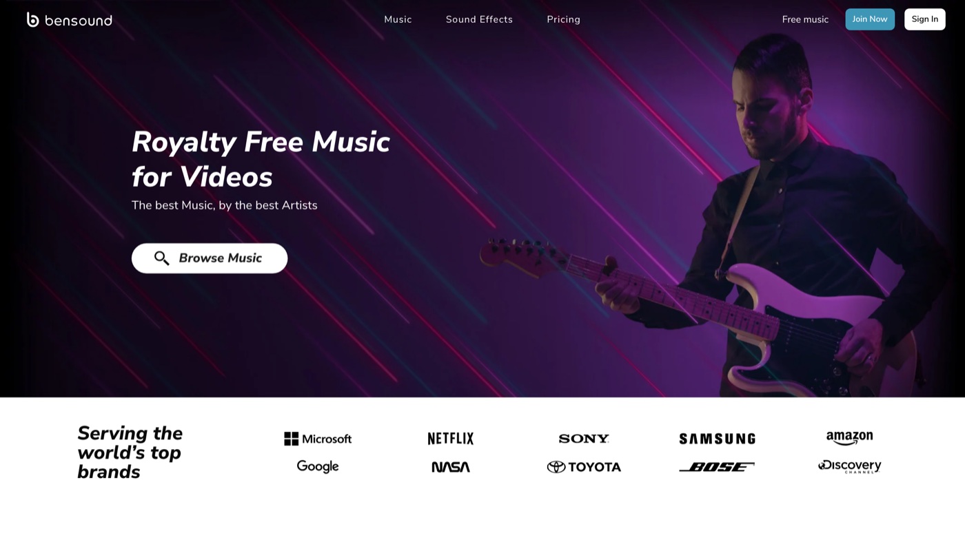 Bensound homepage