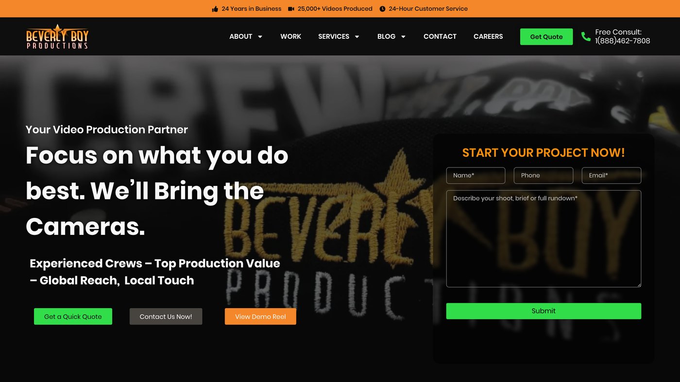 Beverly Boy Productions homepage screenshot