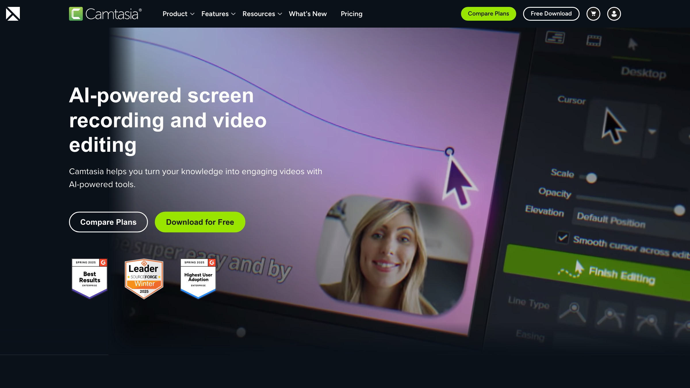 Camtasia homepage screenshot
