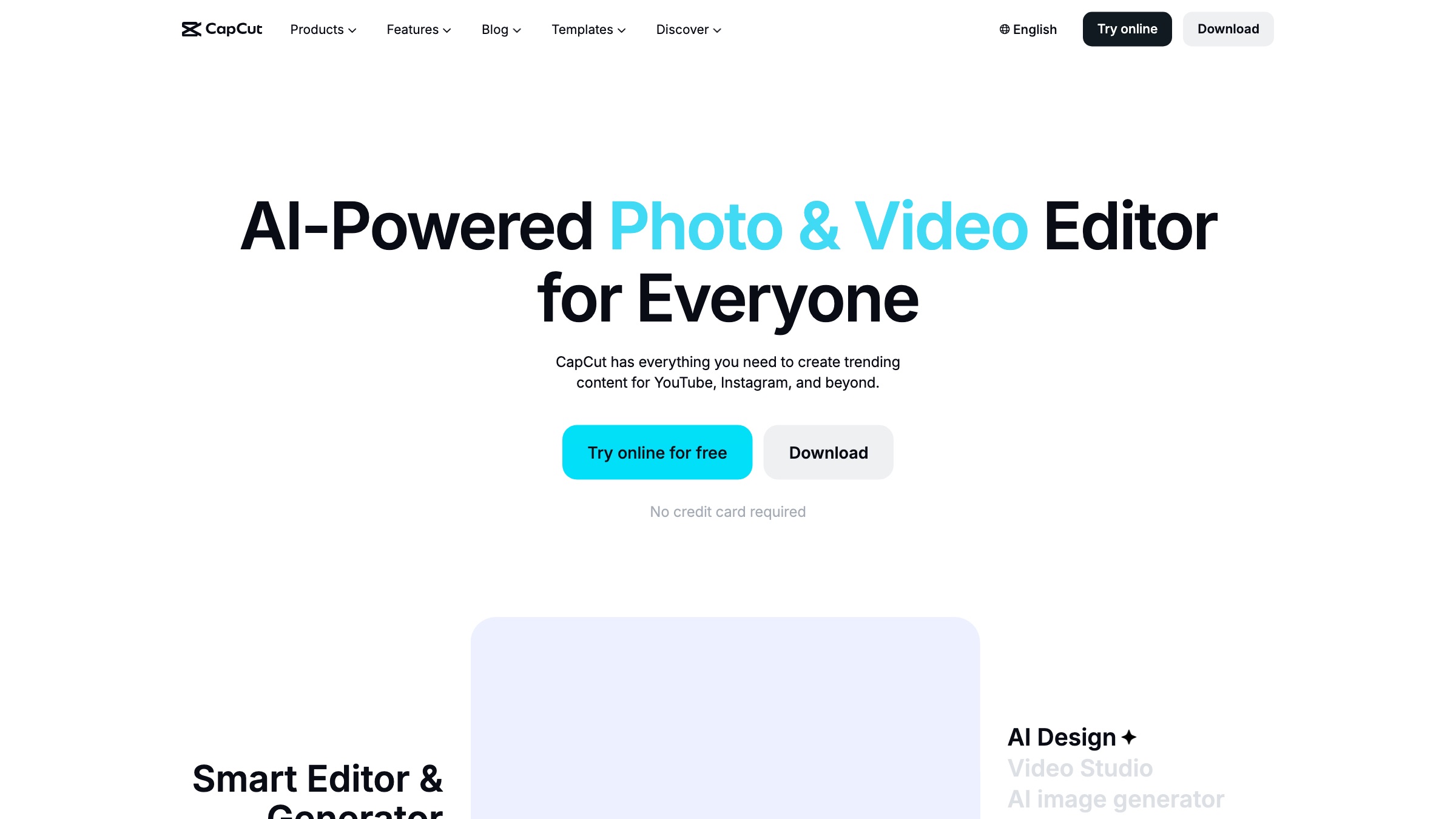 CapCut homepage screenshot