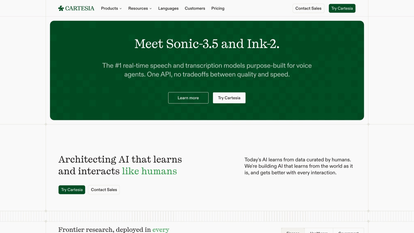 Cartesia homepage