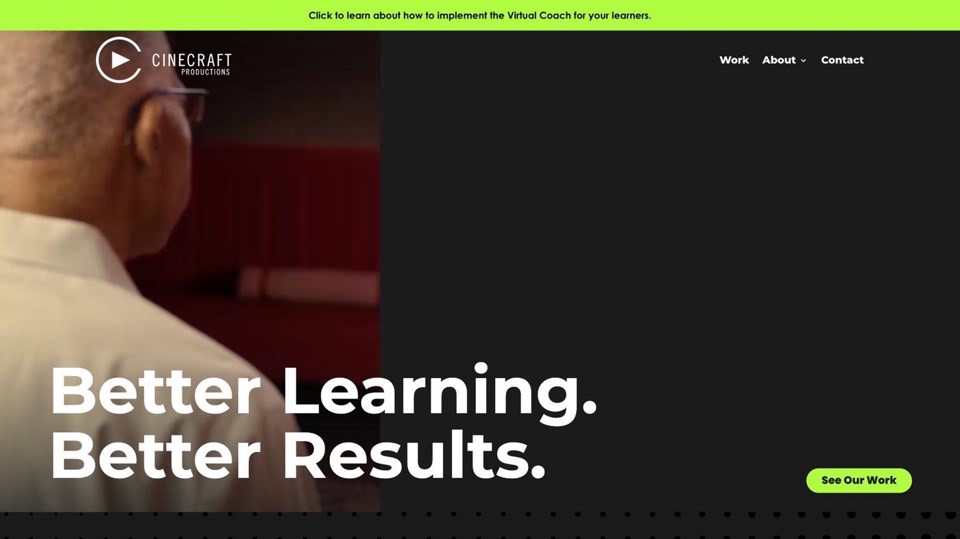 Cinecraft Productions homepage screenshot