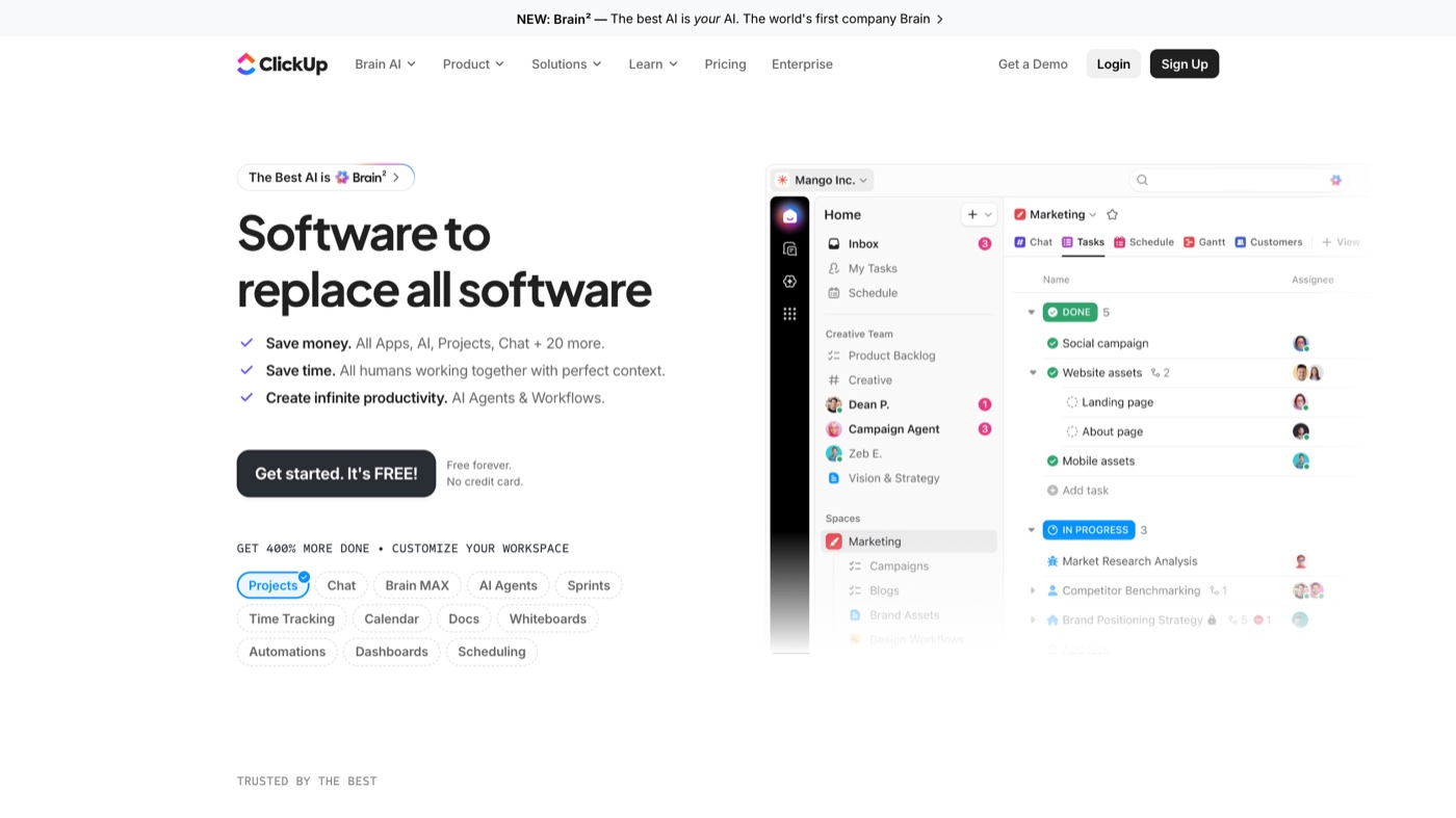 ClickUp homepage