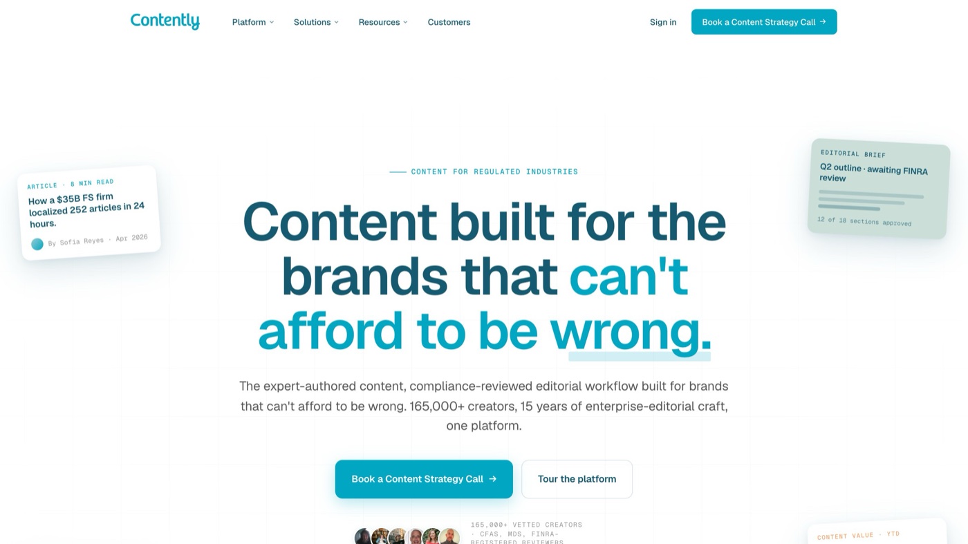 Contently homepage