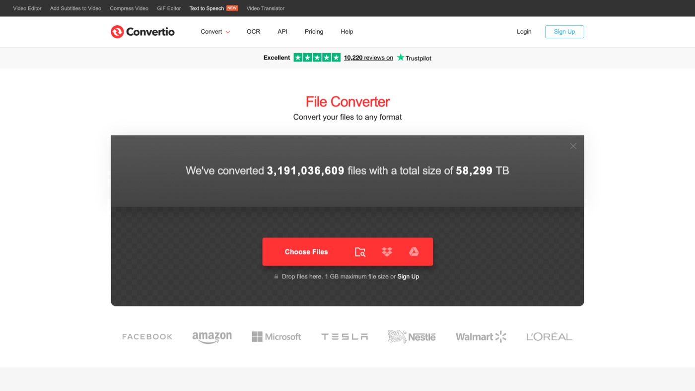 Convertio homepage