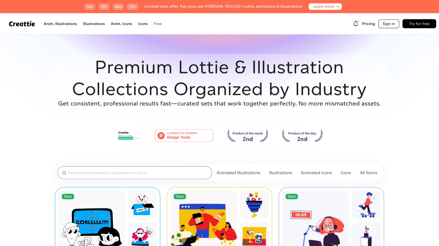 Creattie homepage