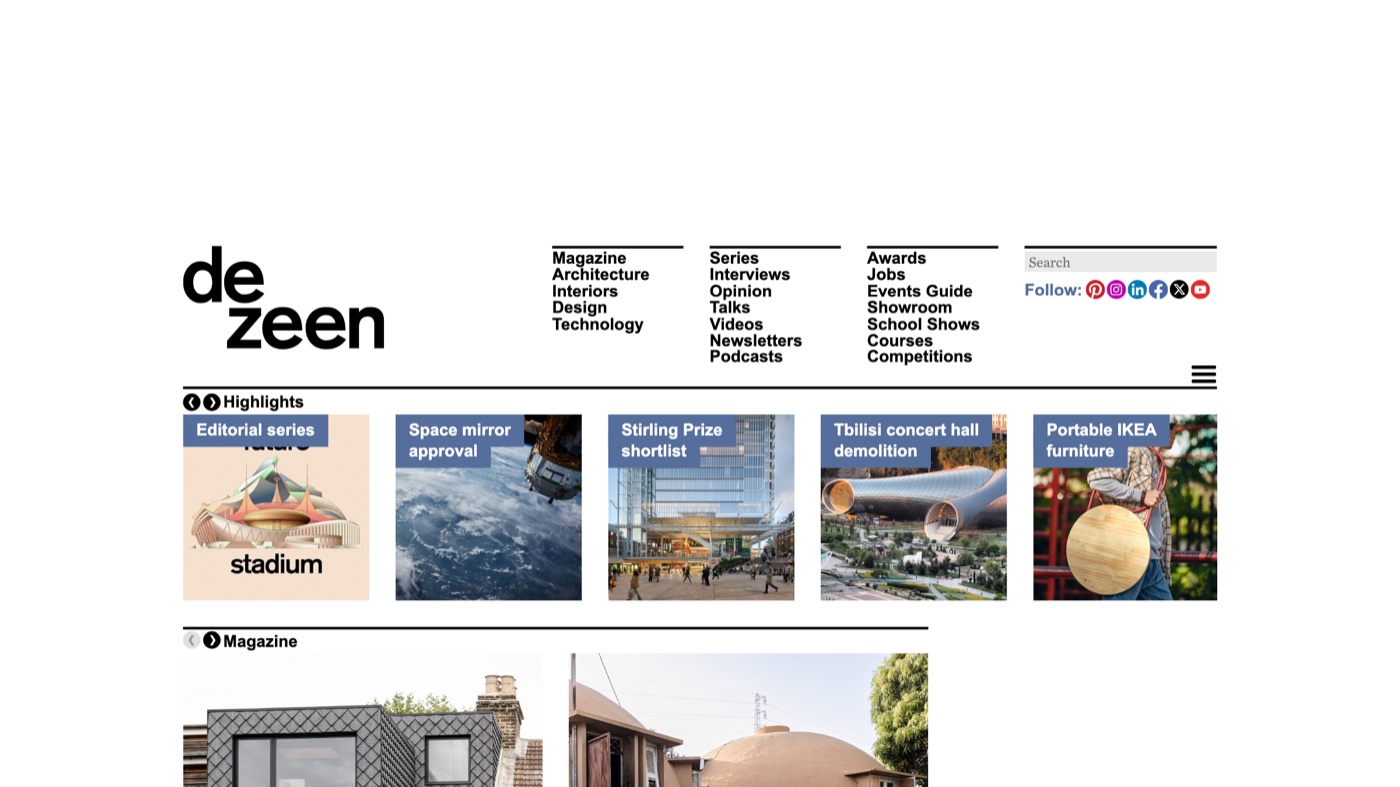 Dezeen homepage