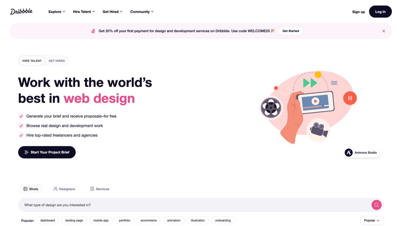 Dribbble homepage