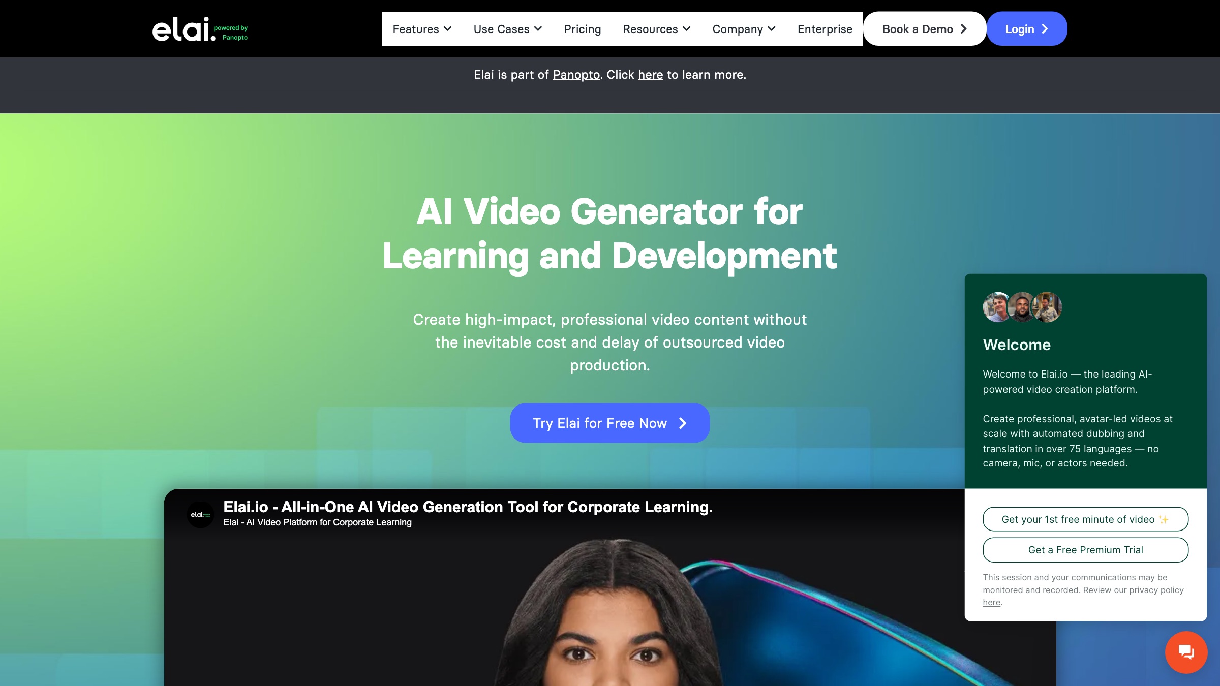 Elai.io homepage screenshot