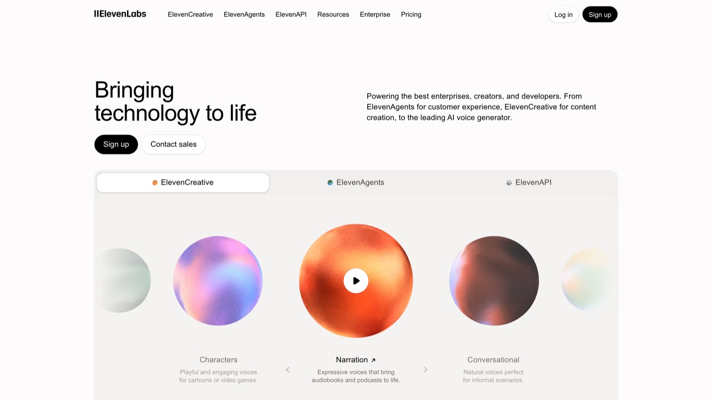 ElevenLabs homepage