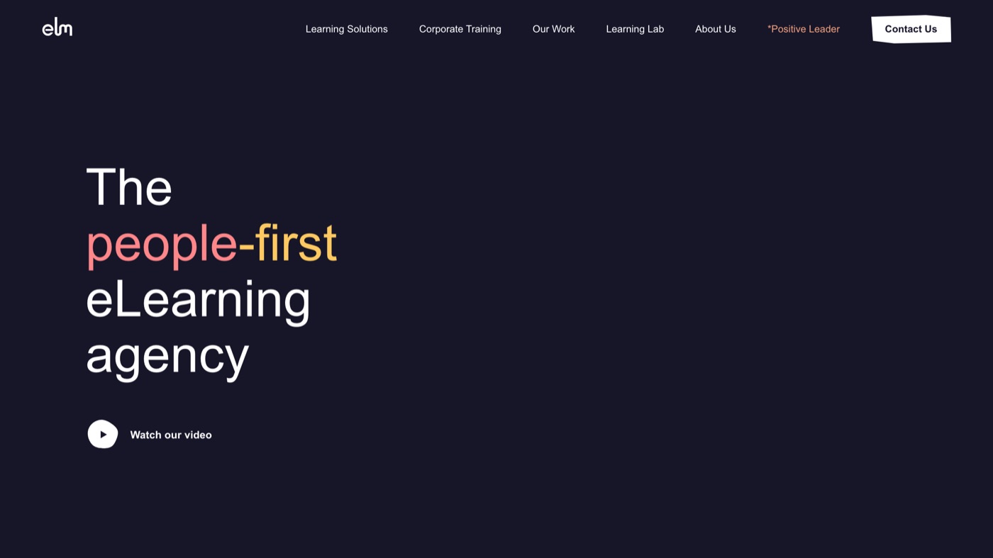 ELM Learning homepage screenshot