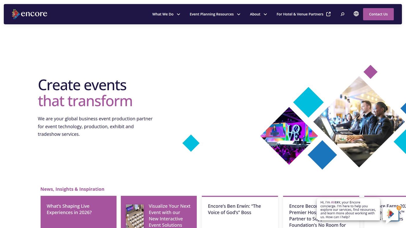 Encore homepage