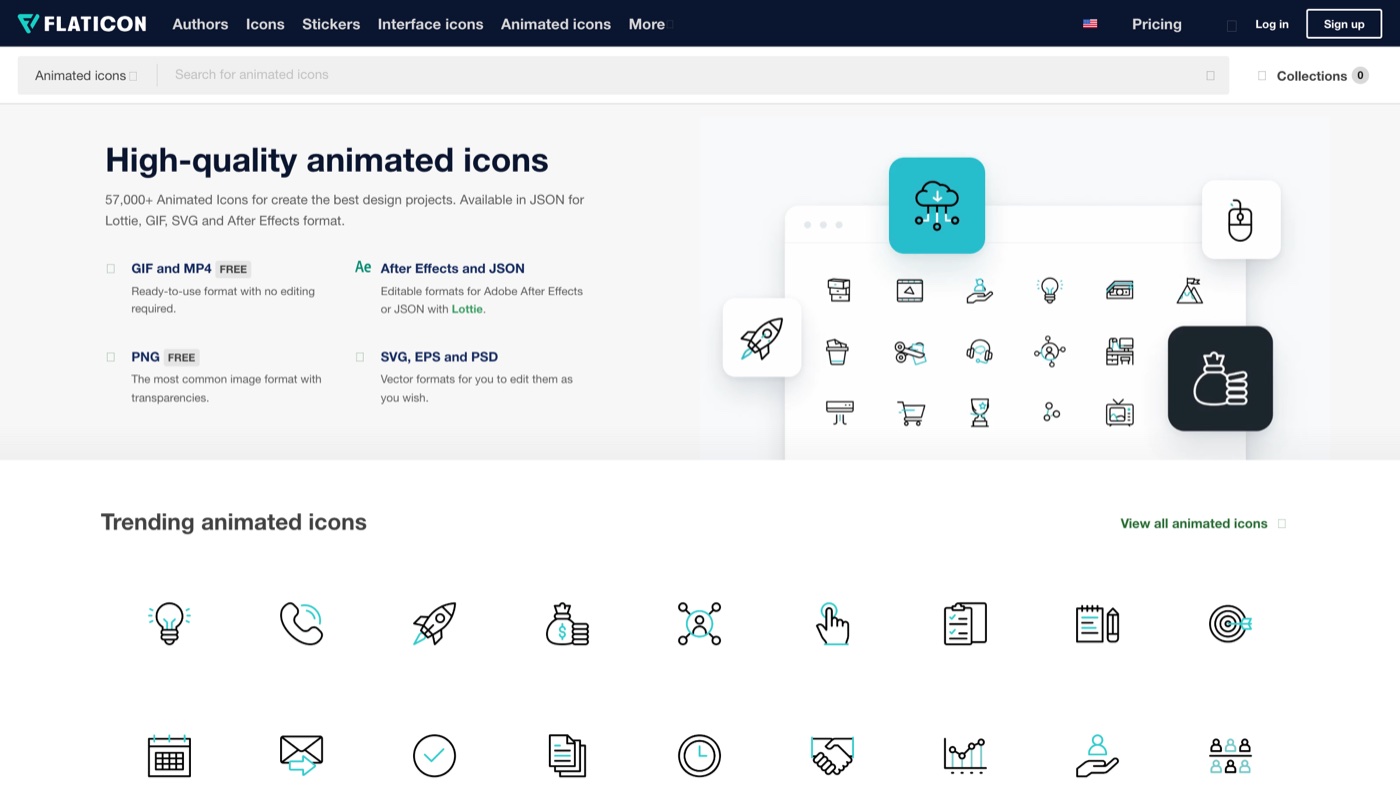Flaticon Animated Icons homepage