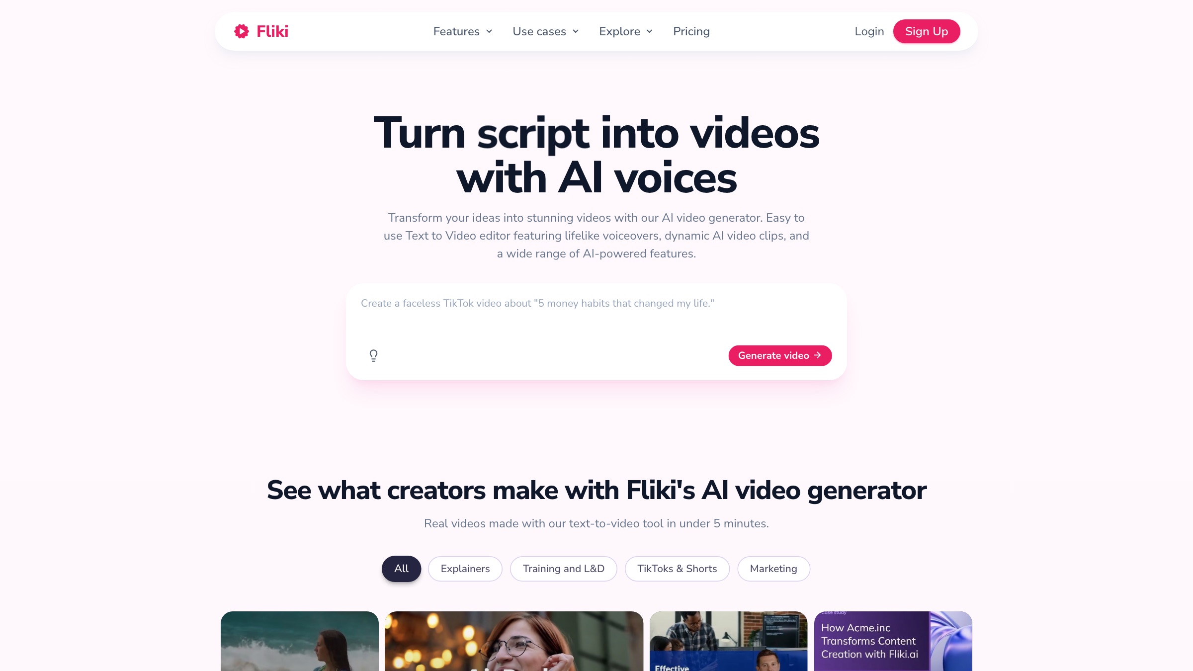 Fliki homepage screenshot