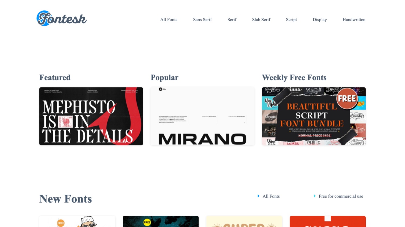 Fontesk homepage