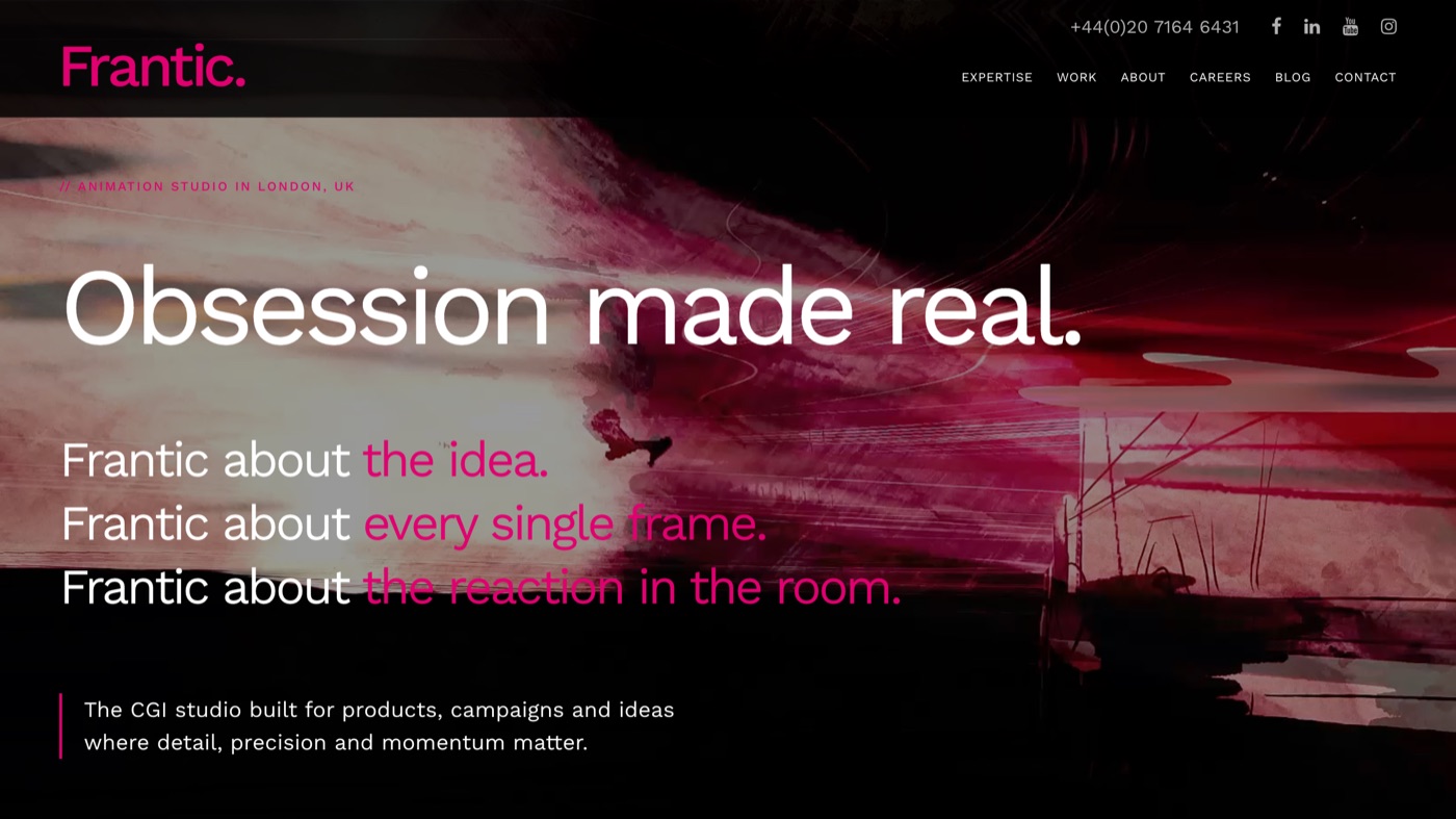 Frantic homepage screenshot