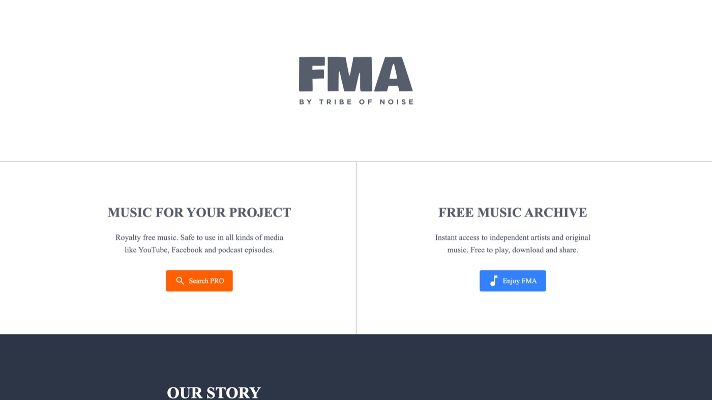 Free Music Archive homepage